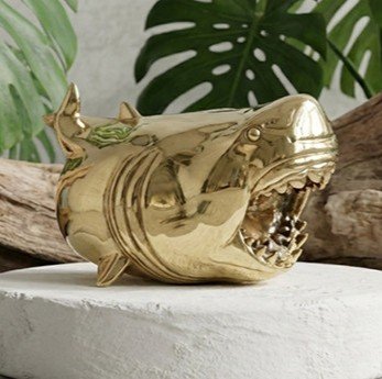 Chubby Megalodon – Handcrafted Solid Brass Sculpture, “The Pocket Predator”, Desk Companion & Palm Worry Stone