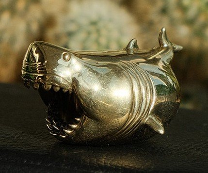Chubby Megalodon – Handcrafted Solid Brass Sculpture, “The Pocket Predator”, Desk Companion & Palm Worry Stone