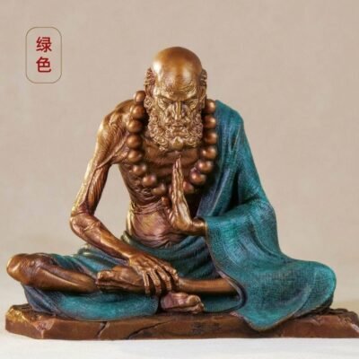 The Contemplative Bodhidharma (Daruma) – Handcrafted Solid Brass Sculpture, “The Silent Sage”, Meditation Gesture