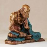 The Contemplative Bodhidharma (Daruma) – Handcrafted Solid Brass Sculpture, “The Silent Sage”, Meditation Gesture