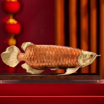 Golden Arowana – Handcrafted Solid Brass Sculpture, “The Dragon of Prosperity”