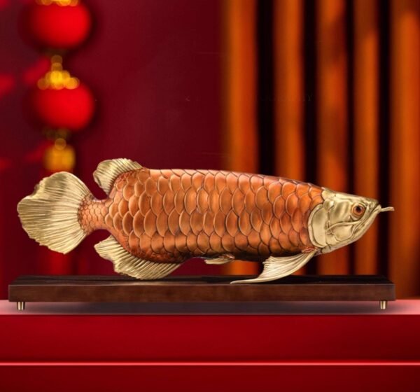 Golden Arowana – Handcrafted Solid Brass Sculpture, “The Dragon of Prosperity”