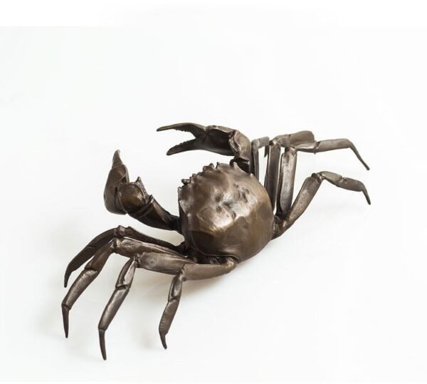 Life‑Size Brass Crab – Handcrafted Solid Brass Sculpture, “The Coastal Guardian”, Realistic Desktop Decor, Tea Pet & Gift
