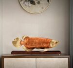Golden Arowana – Handcrafted Solid Brass Sculpture, “The Dragon of Prosperity”