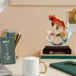 “Abundance Year After Year” – Handcrafted Solid Brass Koi Sculpture, “Leaping Over the Dragon Gate”, Auspicious Symbol of Success & Prosperity