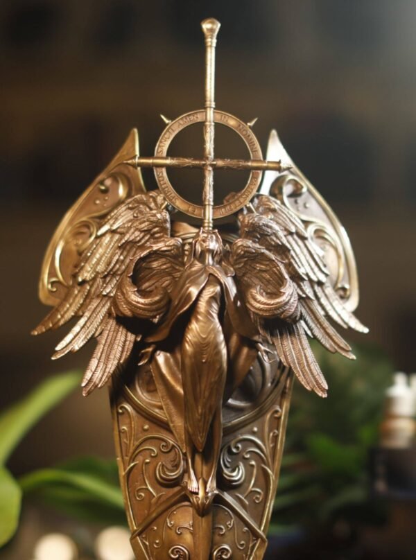 Valkyrie's Grace – Handcrafted Solid Bronze & Copper Sculpture, “Wings of the Chooser”, Removable Sword, Wall or Desk Display