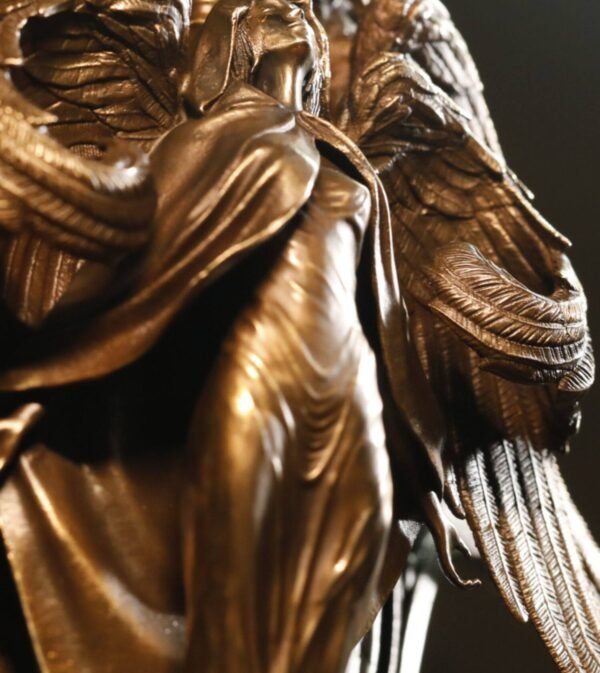 Valkyrie's Grace – Handcrafted Solid Bronze & Copper Sculpture, “Wings of the Chooser”, Removable Sword, Wall or Desk Display