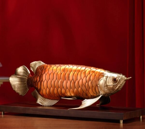 Golden Arowana – Handcrafted Solid Brass Sculpture, “The Dragon of Prosperity”
