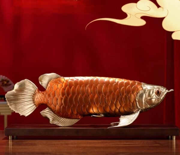 Golden Arowana – Handcrafted Solid Brass Sculpture, “The Dragon of Prosperity”