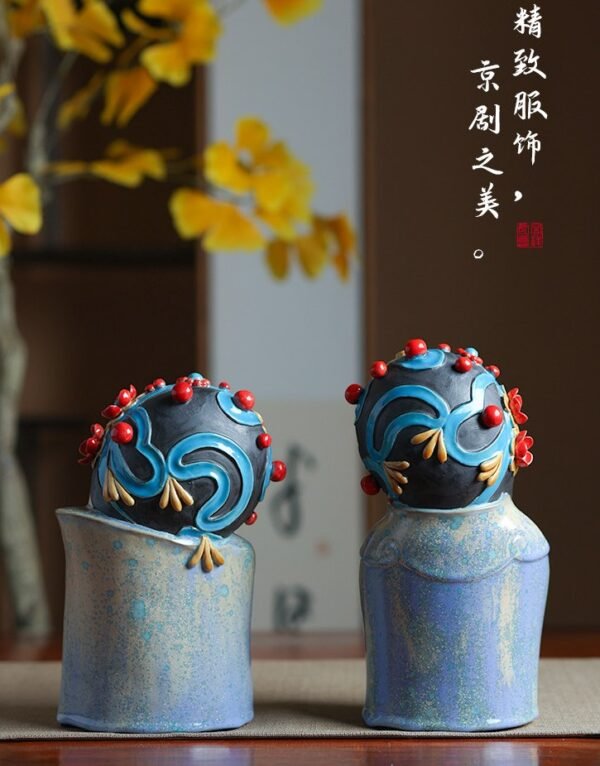 Peking Opera Ladies – Handcrafted Shiwan Ceramic Figurines, “Theatrical Elegance”, Two Styles & Pair, Intangible Cultural Heritage