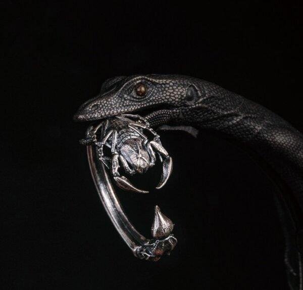 The Scorpion Tail Ring – Handcrafted 925 Sterling Silver, “Thorns Out, Softness In,” Adjustable Unisex Band