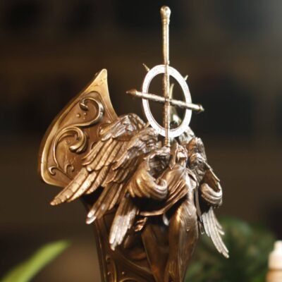 Valkyrie's Grace – Handcrafted Solid Bronze & Copper Sculpture, “Wings of the Chooser”, Removable Sword, Wall or Desk Display