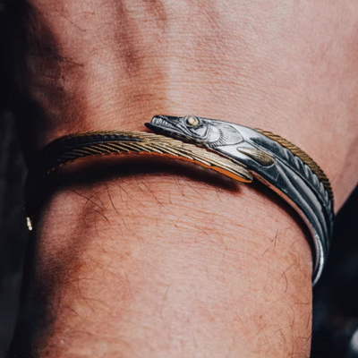 The Hairtail Bracelet – Handcrafted Stainless Steel Bangle, “Grace Under Pressure,” Adjustable Fit, Two Sizes