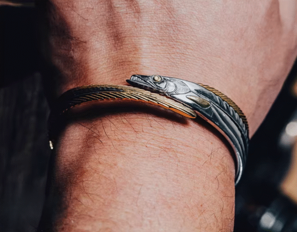 The Hairtail Bracelet – Handcrafted Stainless Steel Bangle, “Grace Under Pressure,” Adjustable Fit, Two Sizes