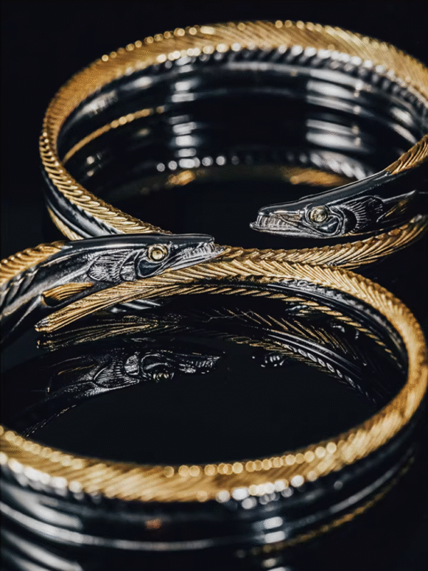 The Hairtail Bracelet – Handcrafted Stainless Steel Bangle, “Grace Under Pressure,” Adjustable Fit, Two Sizes