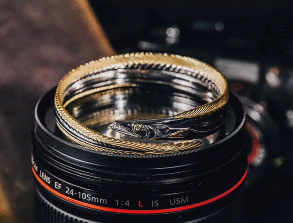 The Hairtail Bracelet – Handcrafted Stainless Steel Bangle, “Grace Under Pressure,” Adjustable Fit, Two Sizes