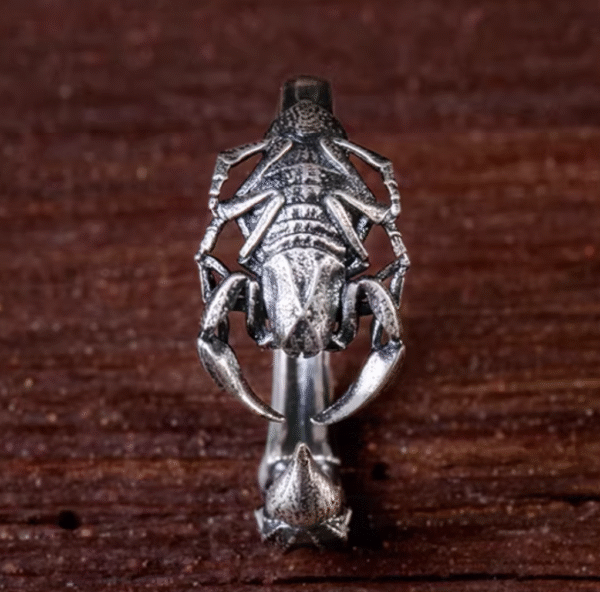 The Scorpion Tail Ring – Handcrafted 925 Sterling Silver, “Thorns Out, Softness In,” Adjustable Unisex Band