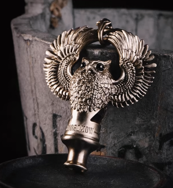 The Owl Whistle – Handcrafted Solid Brass Keychain, “The Sentinel’s Call”