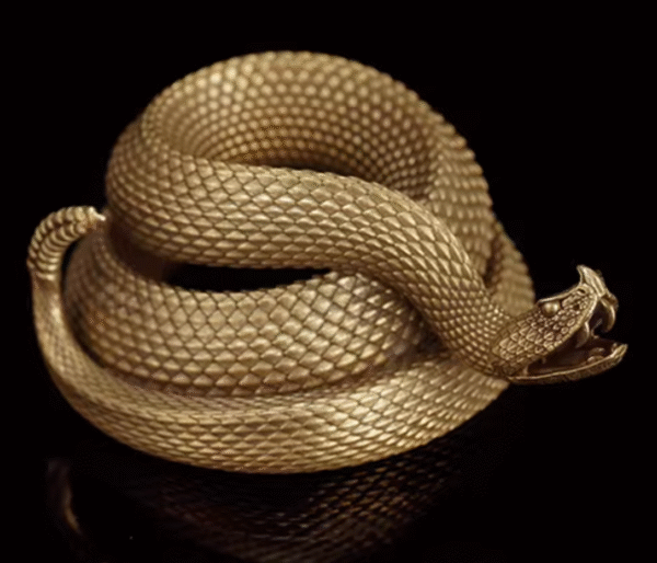 The Rattlesnake Pen Holder – Handcrafted Solid Brass Desk Sculpture, “Extraordinary”