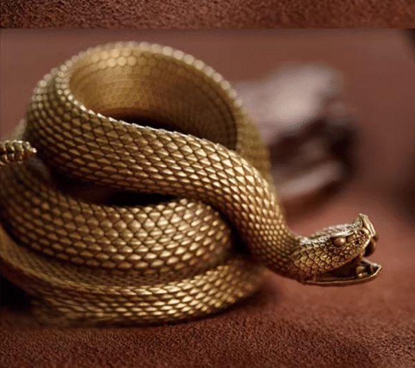 The Rattlesnake Pen Holder – Handcrafted Solid Brass Desk Sculpture, “Extraordinary”