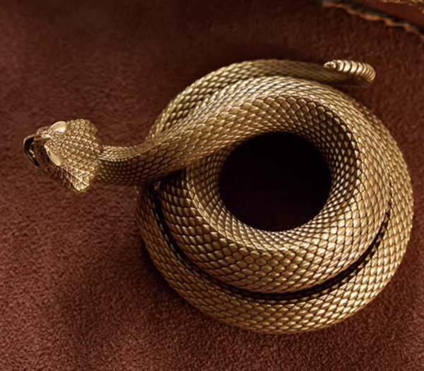 The Rattlesnake Pen Holder – Handcrafted Solid Brass Desk Sculpture, “Extraordinary”