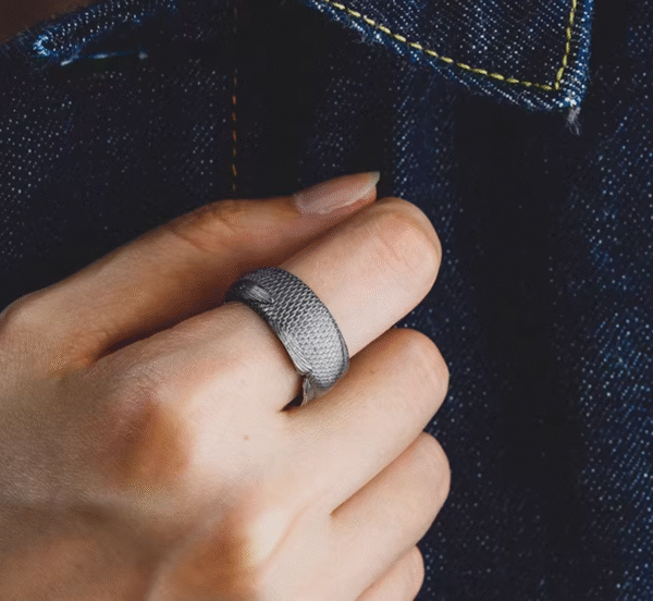 The Fish Ring – Handcrafted 925 Sterling Silver & 18K Gold, “What You Mean to Me”, Adjustable Unisex Band