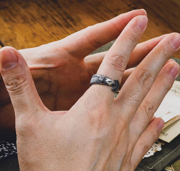 The Fish Ring – Handcrafted 925 Sterling Silver & 18K Gold, “What You Mean to Me”, Adjustable Unisex Band