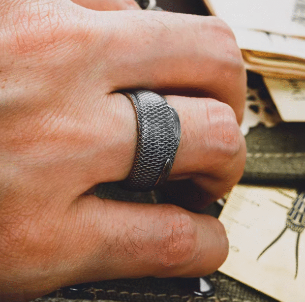 The Fish Ring – Handcrafted 925 Sterling Silver & 18K Gold, “What You Mean to Me”, Adjustable Unisex Band