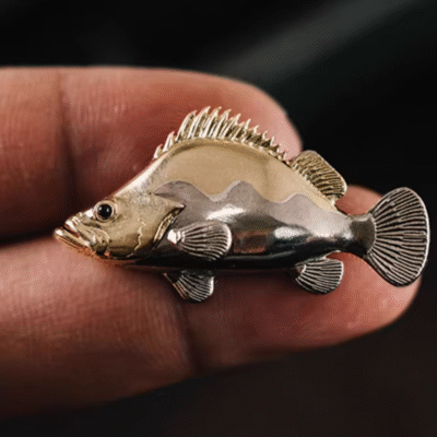 The Fish Brooch – Handcrafted Solid Brass & White Copper, “Auspicious Emblem”