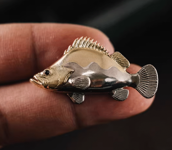 The Fish Brooch – Handcrafted Solid Brass & White Copper, “Auspicious Emblem”