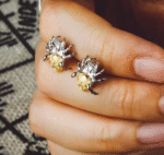 The Spider Earrings – Handcrafted Sterling Silver with Gold Accent, “Threads of Fate,”