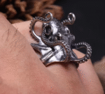 Octopus Ring, Handcrafted 925 Sterling Silver with Black Onyx, “Bright Future Within Reach”, Adjustable Unisex Band