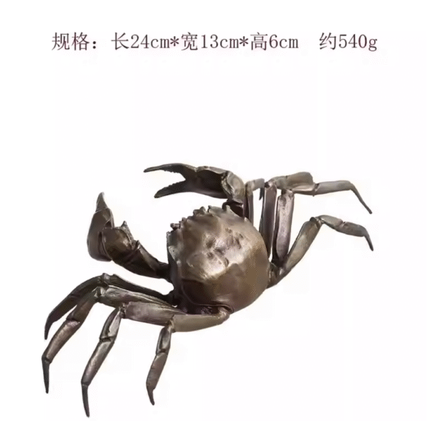 Life‑Size Brass Crab – Handcrafted Solid Brass Sculpture, “The Coastal Guardian”, Realistic Desktop Decor, Tea Pet & Gift