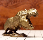 Chubby T‑Rex – Handcrafted Solid Brass Sculpture, “The Ferocious Cutie”, Desk Companion & Palm Worry Stone