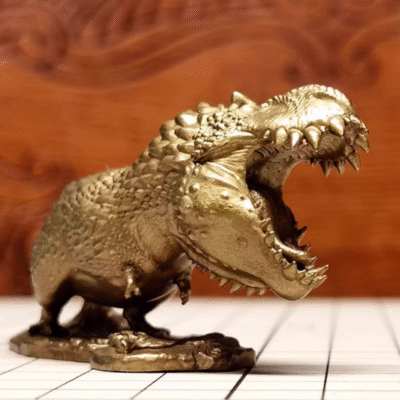 Chubby T‑Rex – Handcrafted Solid Brass Sculpture, “The Ferocious Cutie”, Desk Companion & Palm Worry Stone