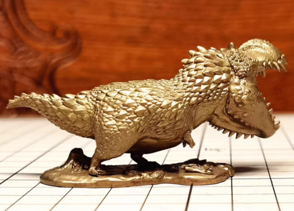 Chubby T‑Rex – Handcrafted Solid Brass Sculpture, “The Ferocious Cutie”, Desk Companion & Palm Worry Stone