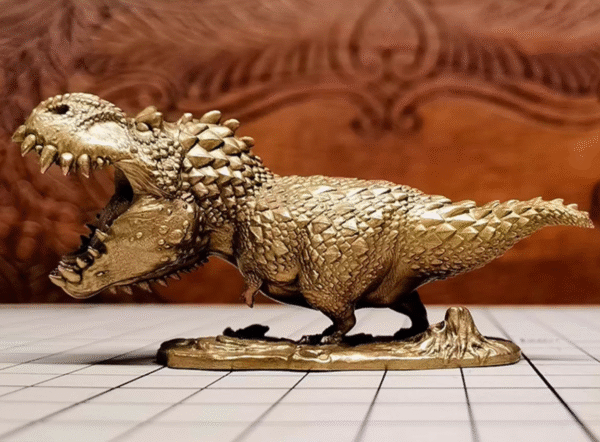 Chubby T‑Rex – Handcrafted Solid Brass Sculpture, “The Ferocious Cutie”, Desk Companion & Palm Worry Stone