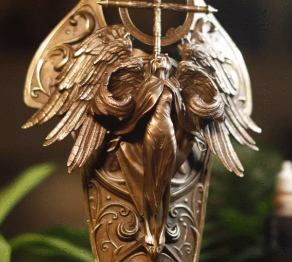 Valkyrie's Grace – Handcrafted Solid Bronze & Copper Sculpture, “Wings of the Chooser”, Removable Sword, Wall or Desk Display