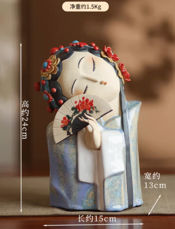 Peking Opera Ladies – Handcrafted Shiwan Ceramic Figurines, “Theatrical Elegance”, Two Styles & Pair, Intangible Cultural Heritage