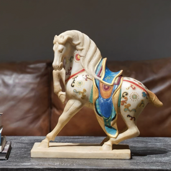 Ancient Stone Horse Collection – Handcrafted Qing Dynasty Style Sculptures, Antique Patina, Five Classic Forms for Desk & Garden