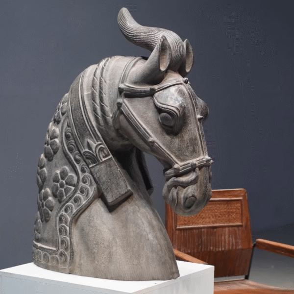 Ancient Stone Horse Collection – Handcrafted Qing Dynasty Style Sculptures, Antique Patina, Five Classic Forms for Desk & Garden